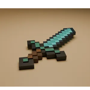 Diamond Sword Voxel Model - Gaming Setup Decor & 3D Printable STL