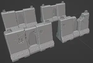 Grimdark terrain tall concrete barriers for wargaming.