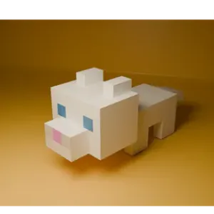 Stylized Minecraft Cat White Voxel