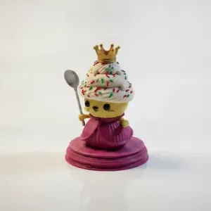Adorable Kawaii Cupcake Character Wearing Princess Tiara Crown V2 Figurine 3D Printable