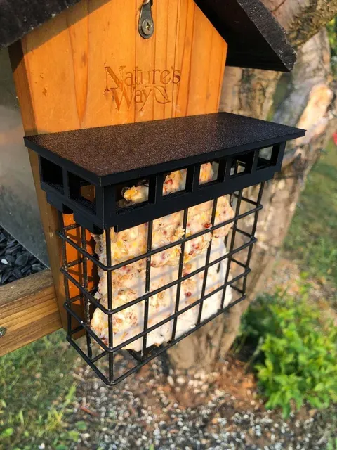 Suet Cage Bird Feeder Top Lid / Cover to prevent birds from getting trapped