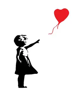 Banksy girl with balloon stencil