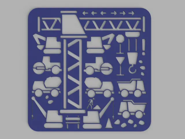 Construction Site Stencil / Drawing Template (4 sizes) — Image 2 of 5