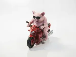 Pig Rider Motorcycle Figurine Animal 3D Printable