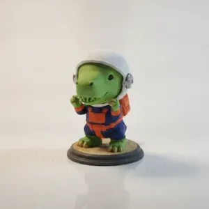 Adorable Chibi T-Rex Dinosaur Wearing Full Nasa Astronaut Spacesuit Figurine 3D Printable