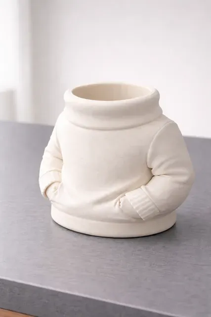 Sweater Man Pen Holder – Cute Minimal Desk Organizer | 3D Printable Office Decor — Image 4 of 7