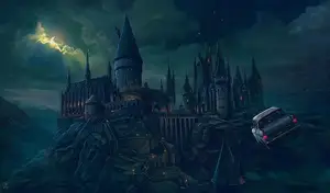 Lithophane Harry Potter - Hogwarts with the Ford Anglia