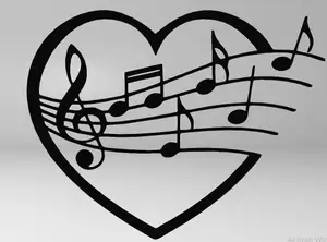 LOVE MUSIC, LINE ART MUSIC, WALL ART LOVE MUSIC, 2D ART MUSIC, MUSICAL NOTES