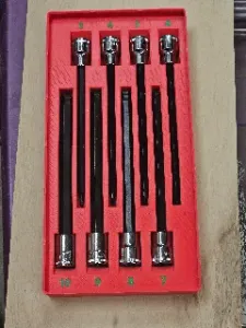 ICON 3/8 in. Drive Metric Long Hex Bit Socket Set Storage Gridfinity