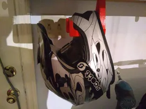 Motorcycle Helmet Hook - hanging & wall mount, two models