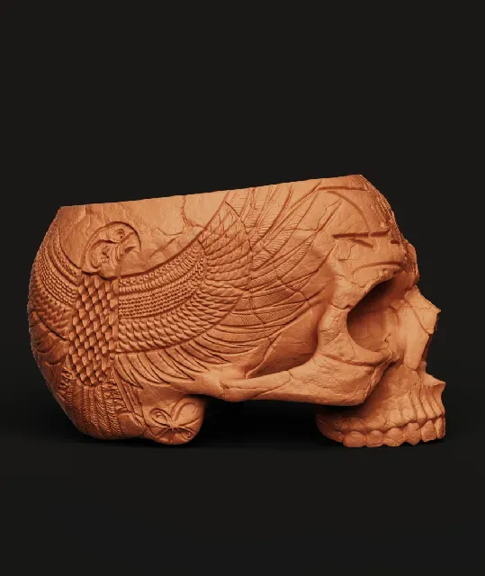 Ancient Skull Brush & Pen Holder | Gothic Desk Organizer | Anatomical Skull 3D Print — Фото 6 из 7
