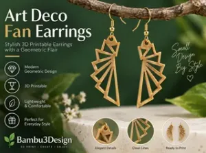 Art Deco Fan Earrings – 3D Printable Jewelry