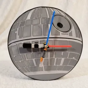 Star Wars - Death Star Clock Face with Lightsaber Hands and Clock Mechanism Housing!