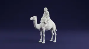 Desert Traveler Riding Camel Miniature 3D Model
