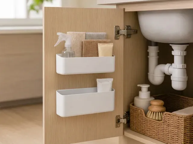 Removable Cabinet Door Organizer – Dishwasher Tablets, Bin Bags & Sponge Holder — Image 2 of 5
