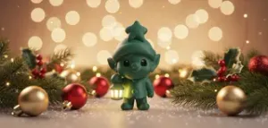 Elf with Lantern and Star Hat Christmas Figure