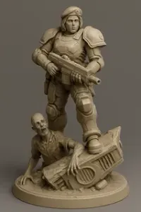 Commander Vex Stahl, Warden of the Wastes | 32mm & 75mm Fantasy Miniature | FDM & Resin