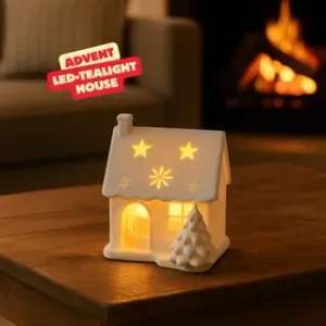 ADVENT LED TEALIGHT HOUSE / WITH SCREW CAP / CHRISTMAS DECOR / CHRISTMAS GIFT