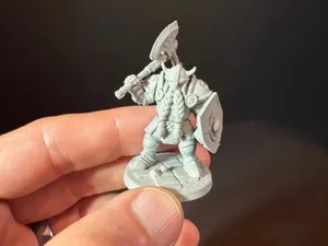 Male Dwarf Warrior Miniature – Axe and Shield Fantasy Fighter