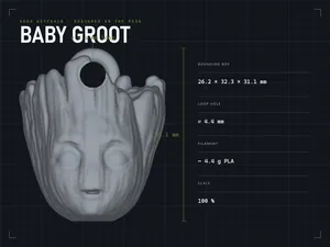Baby Groot Head Keychain — 31 mm Chibi Charm