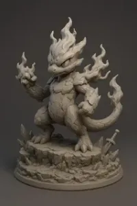 Pyroclast Tyrant | 32mm & 75mm Fantasy Miniature | FDM & Resin