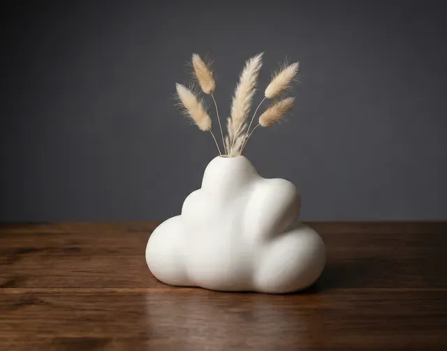 Cloud Vase – Modern Minimal 3D Printed Planter | Cloud Shape Desk Decor | Fast Print No Supports