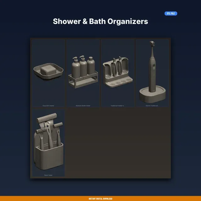 Shower & Bath Organizers - 5-Model STL Bundle