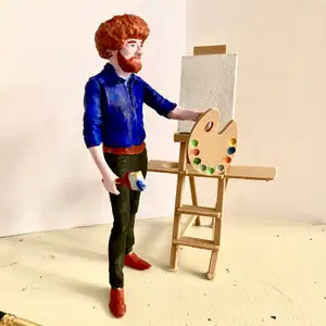 Bob Ross, With Movable Arms, Cheap Easel & Palette