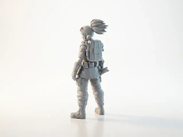 Lady Mechanic Figurine Female Character 3D Printable — Image 5 of 5