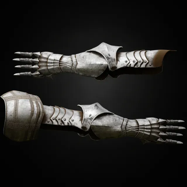 ARM ARMOR DARK CRUSADER – LORDS OF THE FALLEN DAMASCENED PAULDRON & GAUNTLETS STL FAN ART — Image 10 of 12