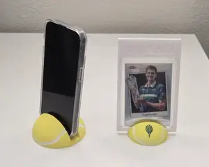 Tennis Ball Phone Picture Card Stand Holder multiple variants with Racquet logo