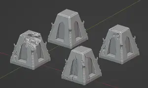Grimdark scatter terrain concrete anti-tank obstacles (Dragon's teeth) for wargaming