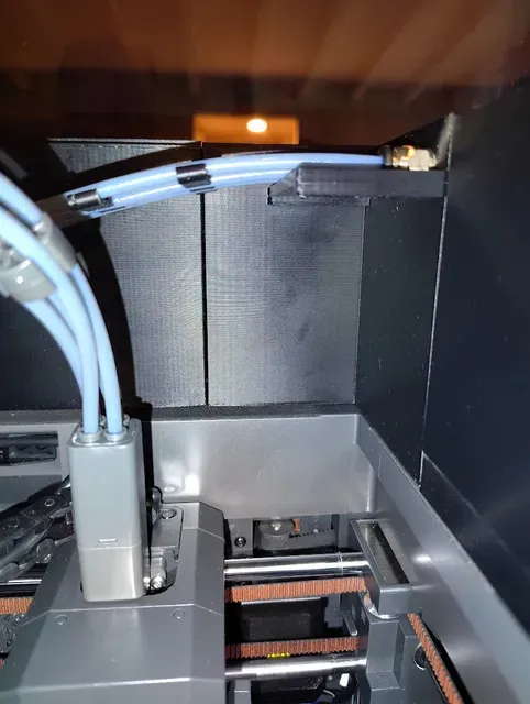 Rear right corner w/ added inner PTFE tubes shelf (to keep the inner 4 x PTFE tubes straight and level at connectors exit, to avoid jams there) for CC1 Canvas Relocation & Riser project (replaces "AEE_45_Deg_Corner_RR_PTFE" no LED part in origin project) — Фото 21 из 34