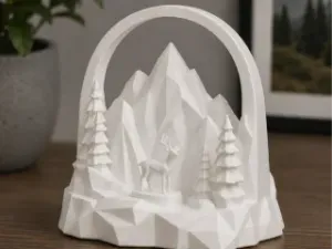 Polygon Mountain Deer-Low Poly Nature Diorama