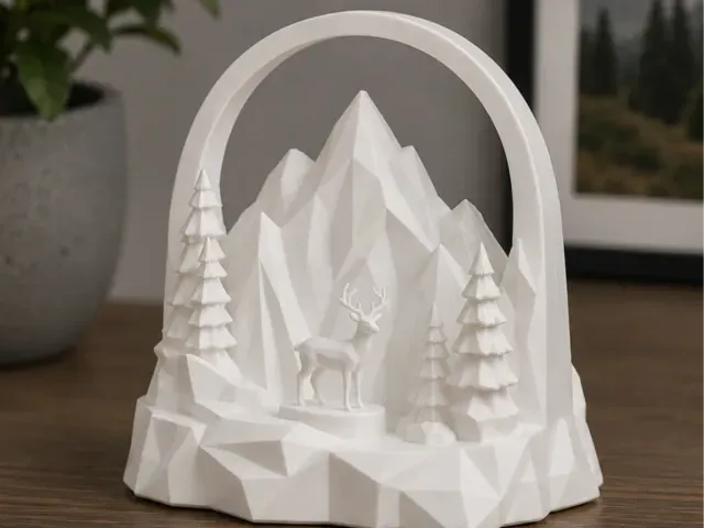 Polygon Mountain Deer-Low Poly Nature Diorama