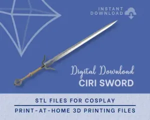 Ciri Sword STL Files - Witcher 3 Cosplay Prop (Digital Download)