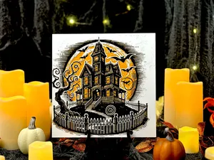 “Moonlit Manor” – Layered Haunted House 2 Hueforge Panel