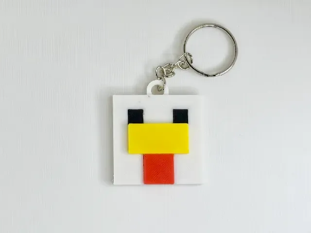 Minecraft-Inspired Chicken Keychain