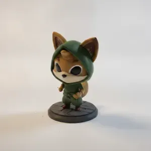 Adorable Chibi Fox Wearing Full Black Ninja Outfit With Mask Figurine 3D Printable