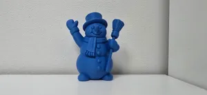 Waving Snowman with Top Hat and Broom Christmas Figurine