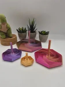 Fractal Heptagon Fidget Toy with Handle - 4 Sizes