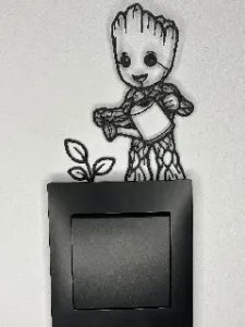 Baby Groot (Marvel) Watering a Sprout - Light Switch Topper