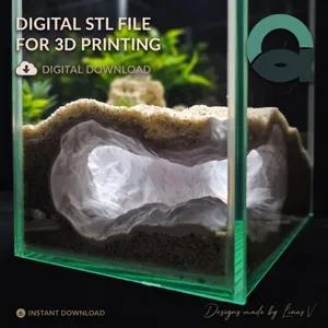 Tideveil Den - Aquarium & Terrarium Cave | Fish Hideout | Shrimp Shelter | Reptile Hide | Natural Rock Decor | Aquascaping | 3D Print STL