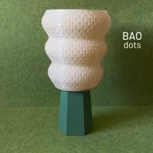 Table Lamp: Wavy Textured Shade, Geometric Base