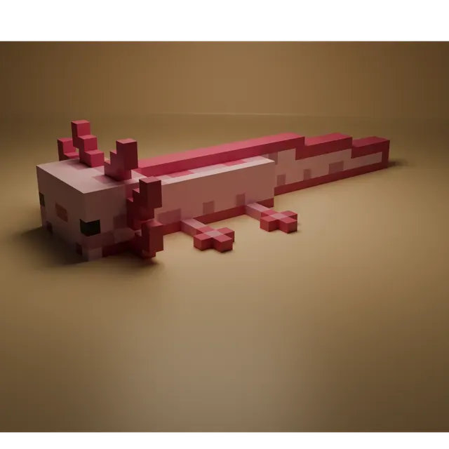 Minecraft Inspired Pink Axolotl - Voxel Cute Pet 3D Printable STL — Image 2 of 5