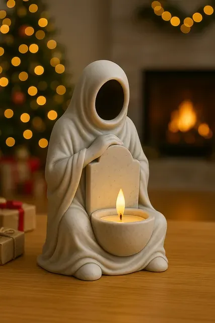 Faceless Hooded Monk Candle Holder STL | Gothic Tea Light Statue — Фото 6 из 6