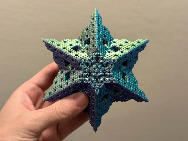 Menger Style Six-Pointed Star Fractal Sculpture | Level 4