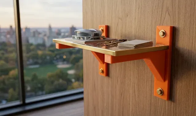 Heavy Duty 3D Printed Neon Orange Shelf Bracket — Image 3 of 6