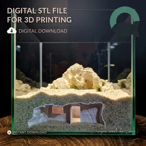 secret house - Aquarium & Terrarium Cave | Fish Hideout | Shrimp Shelter | Reptile Hide | Natural Rock Decor | Aquascaping | 3D Print STL