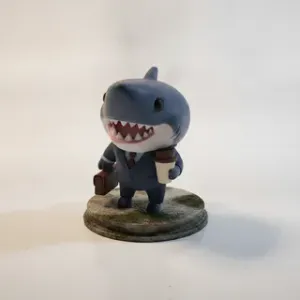 Adorable Chibi Great White Shark Wearing Business Suit And Tie Figurine 3D Printable